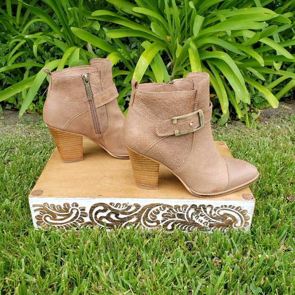 Beautiful Donald J. Pliner Natural/Neutral Leather Buckle Booties - Picture 11 of 13